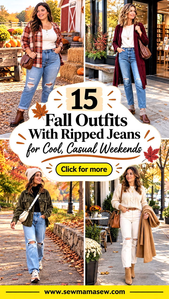 15 Fall Outfits With Ripped Jeans for Cool Casual Weekends - 15 Fall Outfits With Ripped Jeans for Cool, Casual Weekends