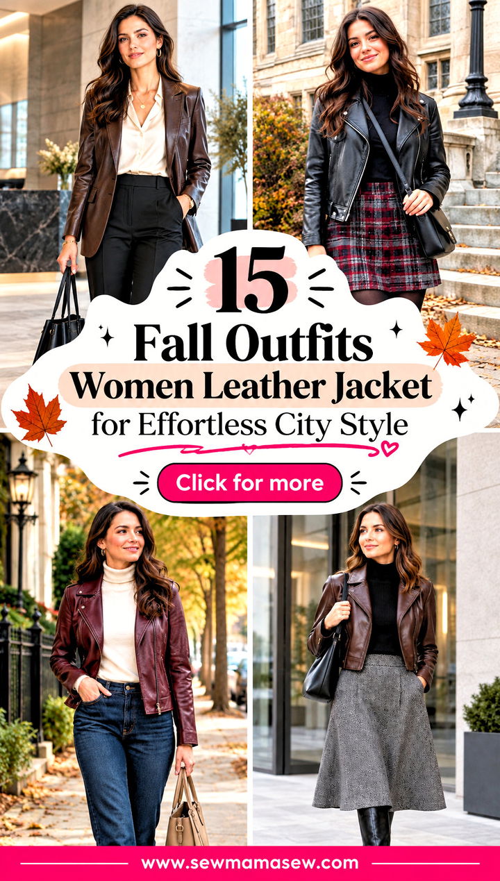 15 Fall Outfits Women Leather Jacket for Effortless City Style - 15 Fall Outfits Women Leather Jacket for Effortless City Style