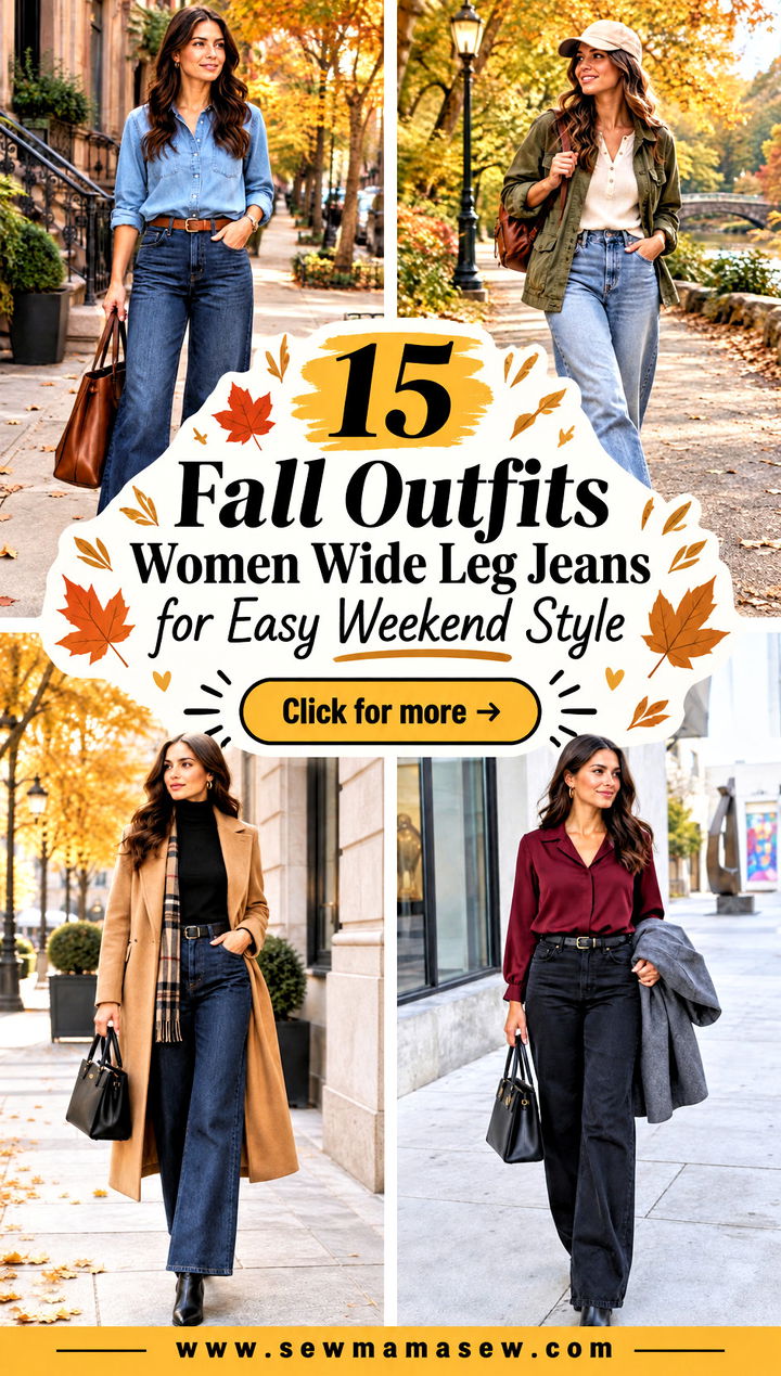 15 Fall Outfits Women Wide Leg Jeans for Easy Weekend Style - 15 Fall Outfits Women Wide Leg Jeans for Easy Weekend Style