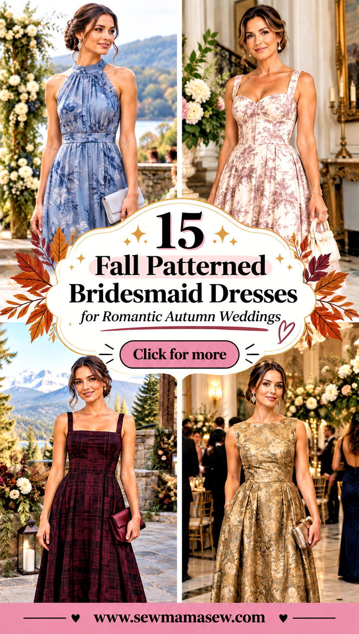 15 Fall Patterned Bridesmaid Dresses for Romantic Autumn Weddings - 15 Fall Patterned Bridesmaid Dresses for Romantic Autumn Weddings