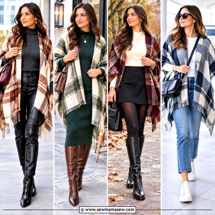 15 Fall Plaid Poncho Ideas for Effortless Cozy Layering