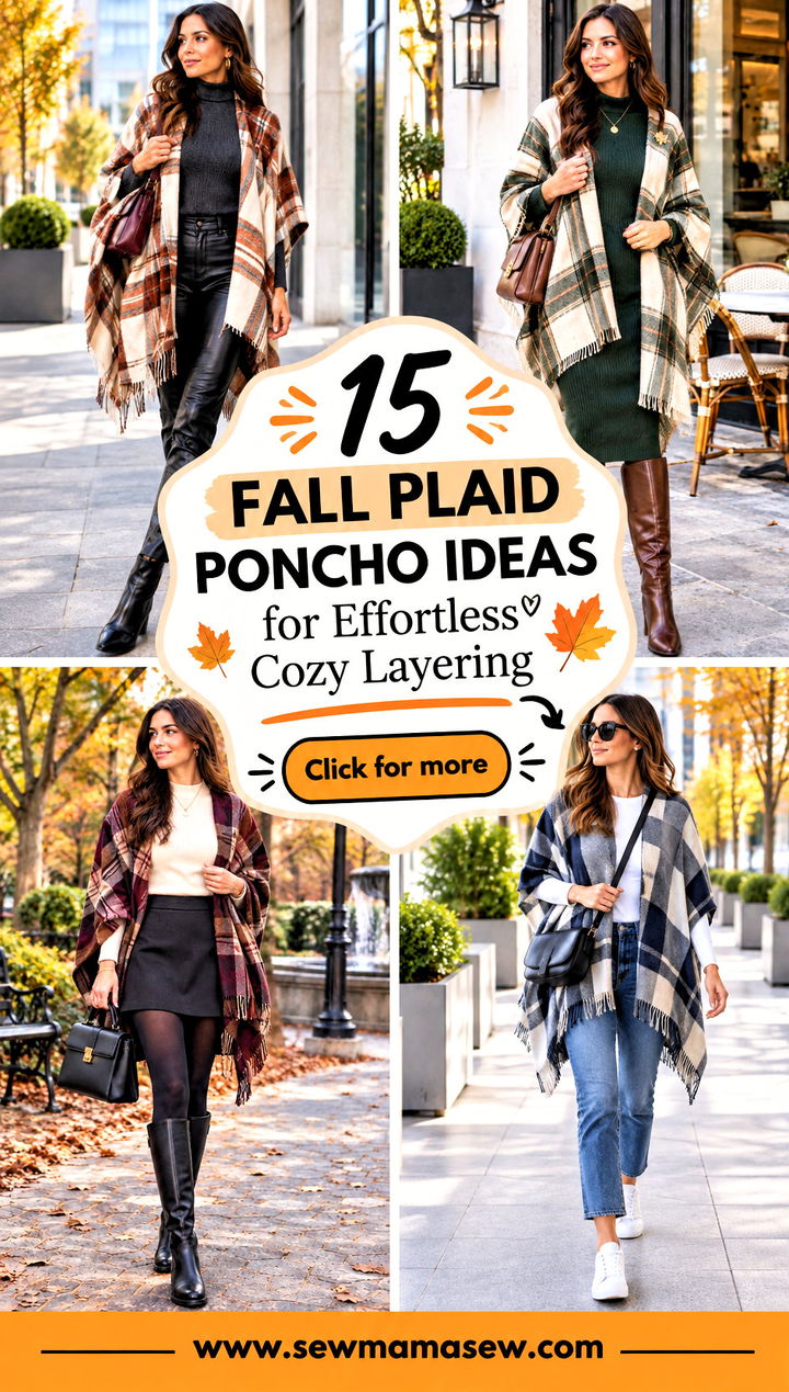 15 Fall Plaid Poncho Ideas for Effortless Cozy Layering - 15 Fall Plaid Poncho Ideas for Effortless Cozy Layering