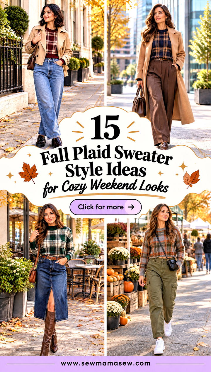 15 Fall Plaid Sweater Style Ideas for Cozy Weekend Looks - 15 Fall Plaid Sweater Style Ideas for Cozy Weekend Looks