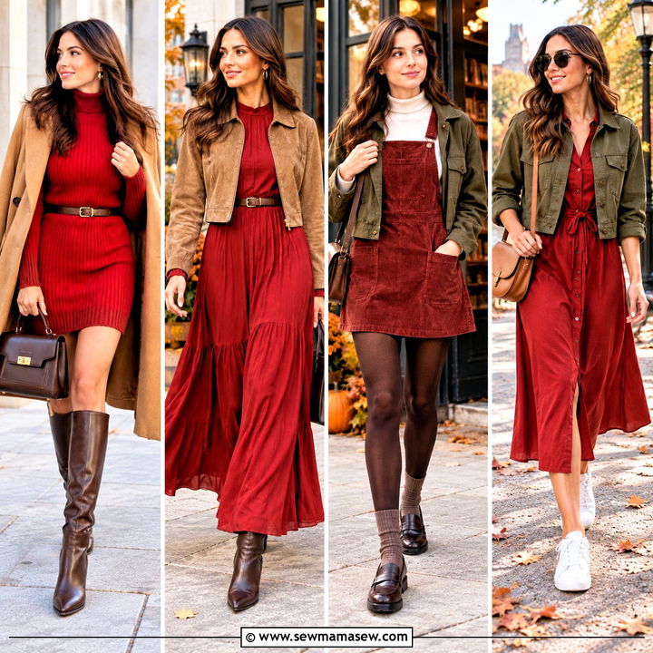 15 Fall Red Dress Outfit Ideas for Confident Autumn Dates