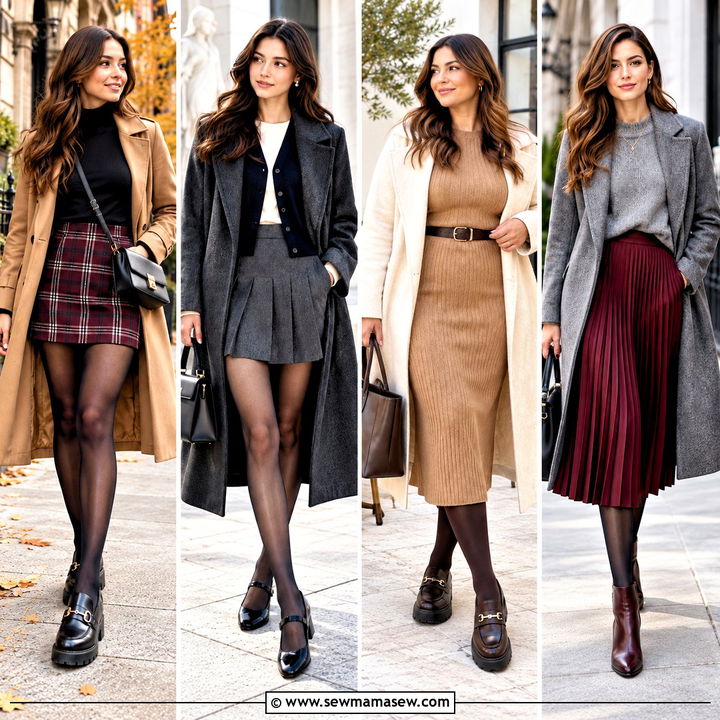 15 Fall Skirt Tights Outfit Ideas for Cozy Everyday Style