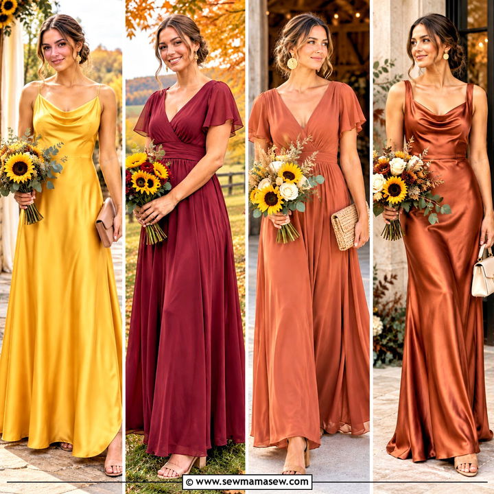 15 Fall Sunflower Wedding Theme Bridesmaid Dresses to Adore