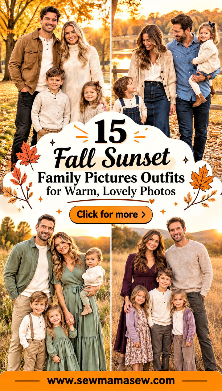 15 Fall Sunset Family Pictures Outfits for Warm Lovely Photos - 15 Fall Sunset Family Pictures Outfits for Warm, Lovely Photos