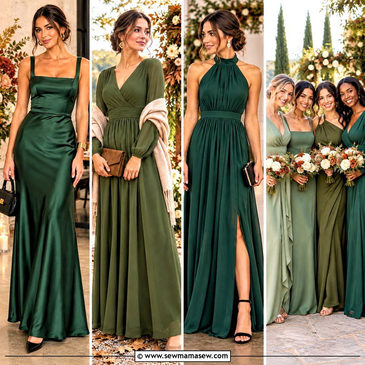 15 Fall Wedding Bridesmaid Dresses Green: Rich Autumn Looks