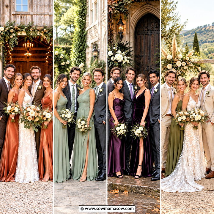 15 Fall Wedding Bridesmaid Dresses and Groomsmen: Chic Looks