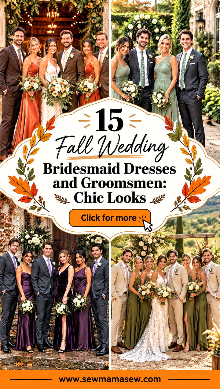 15 Fall Wedding Bridesmaid Dresses and Groomsmen Chic Looks - 15 Fall Wedding Bridesmaid Dresses and Groomsmen: Chic Looks