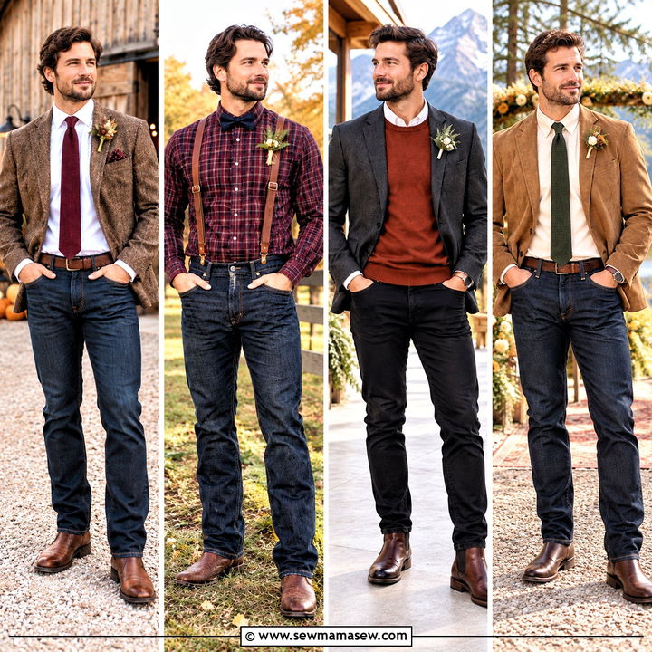 15 Fall Wedding Groom Attire Jeans Looks for Rustic Charm