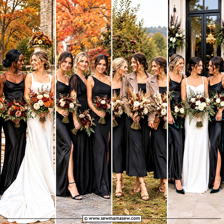 15 Fall Wedding With Black Bridesmaid Dresses: Timeless Chic