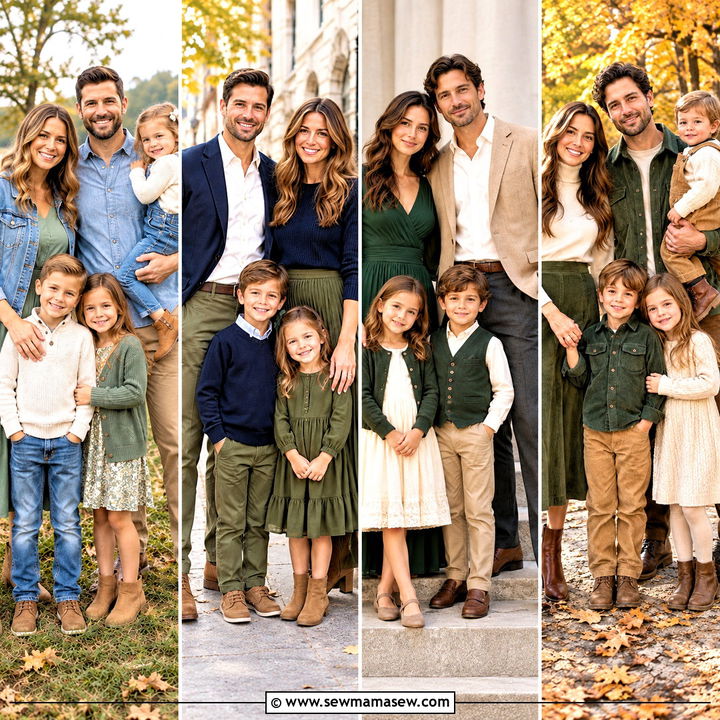 15 Family Photo Outfits Fall Green for Warm, Earthy Portraits