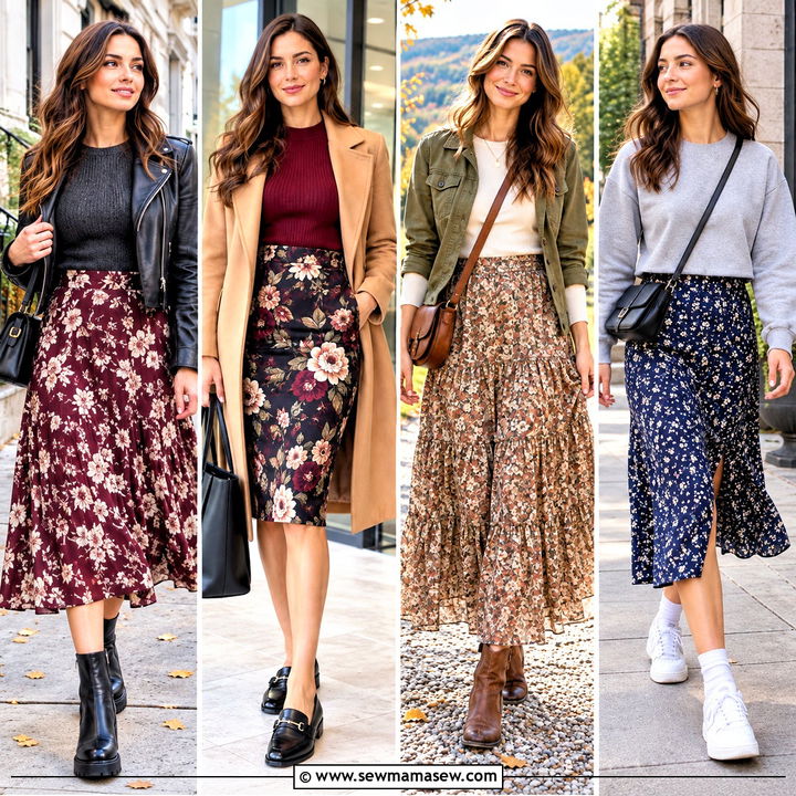 15 Floral Print Skirt Fall Ideas for Charming Weekend Looks