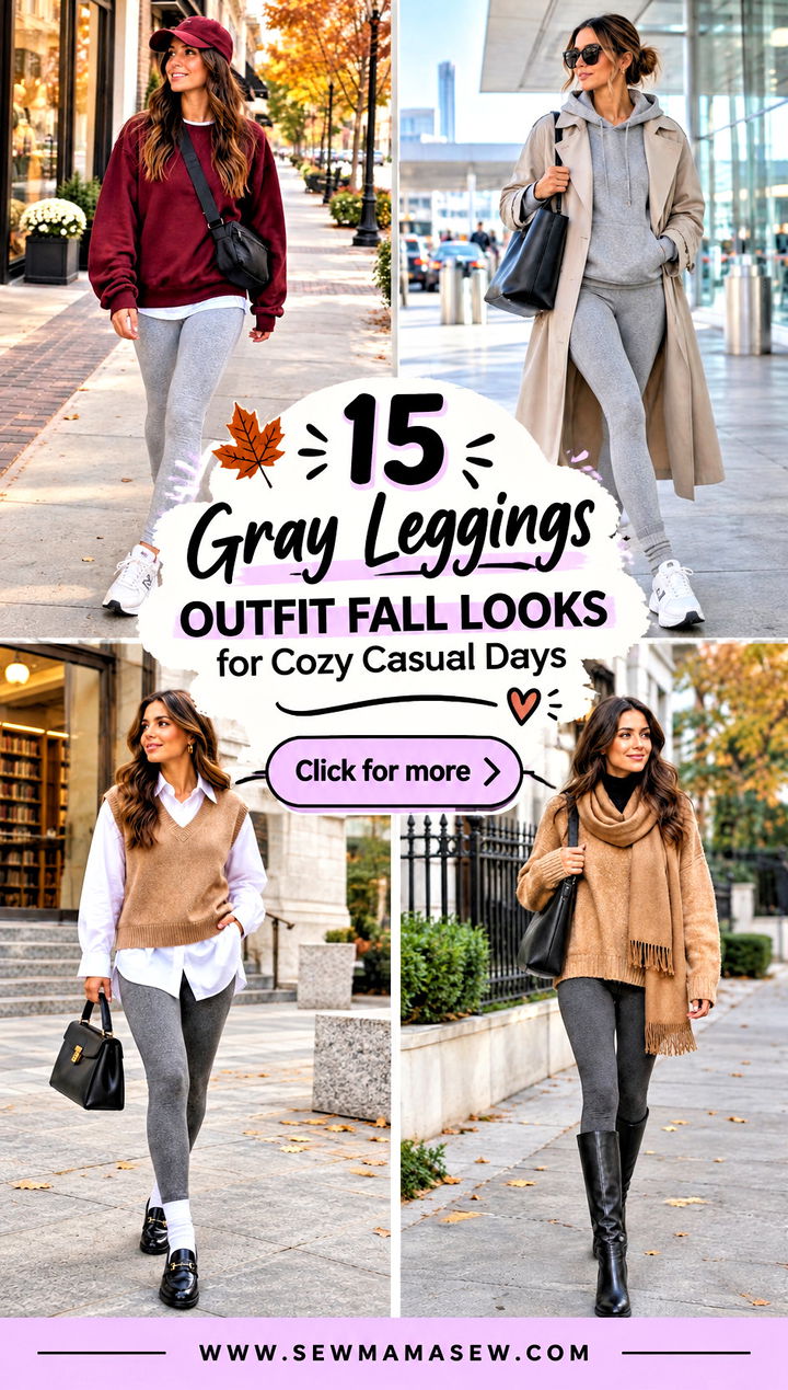 15 Gray Leggings Outfit Fall Looks for Cozy Casual Days - 15 Gray Leggings Outfit Fall Looks for Cozy Casual Days