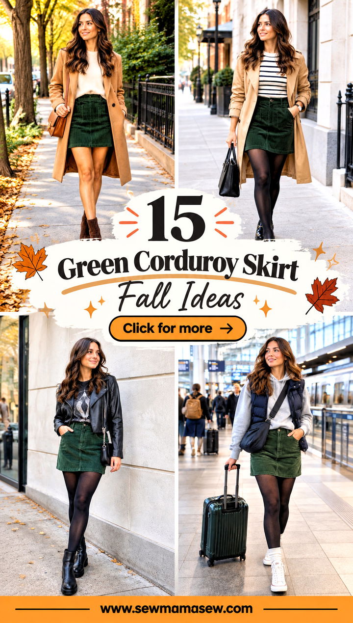 15 Green Corduroy Skirt Fall Ideas for Charming Daily Looks - 15 Green Corduroy Skirt Fall Ideas for Charming Daily Looks