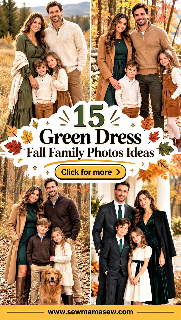 15 Green Dress Fall Family Photos Ideas for Lovely Memories - 15 Green Dress Fall Family Photos Ideas for Lovely Memories