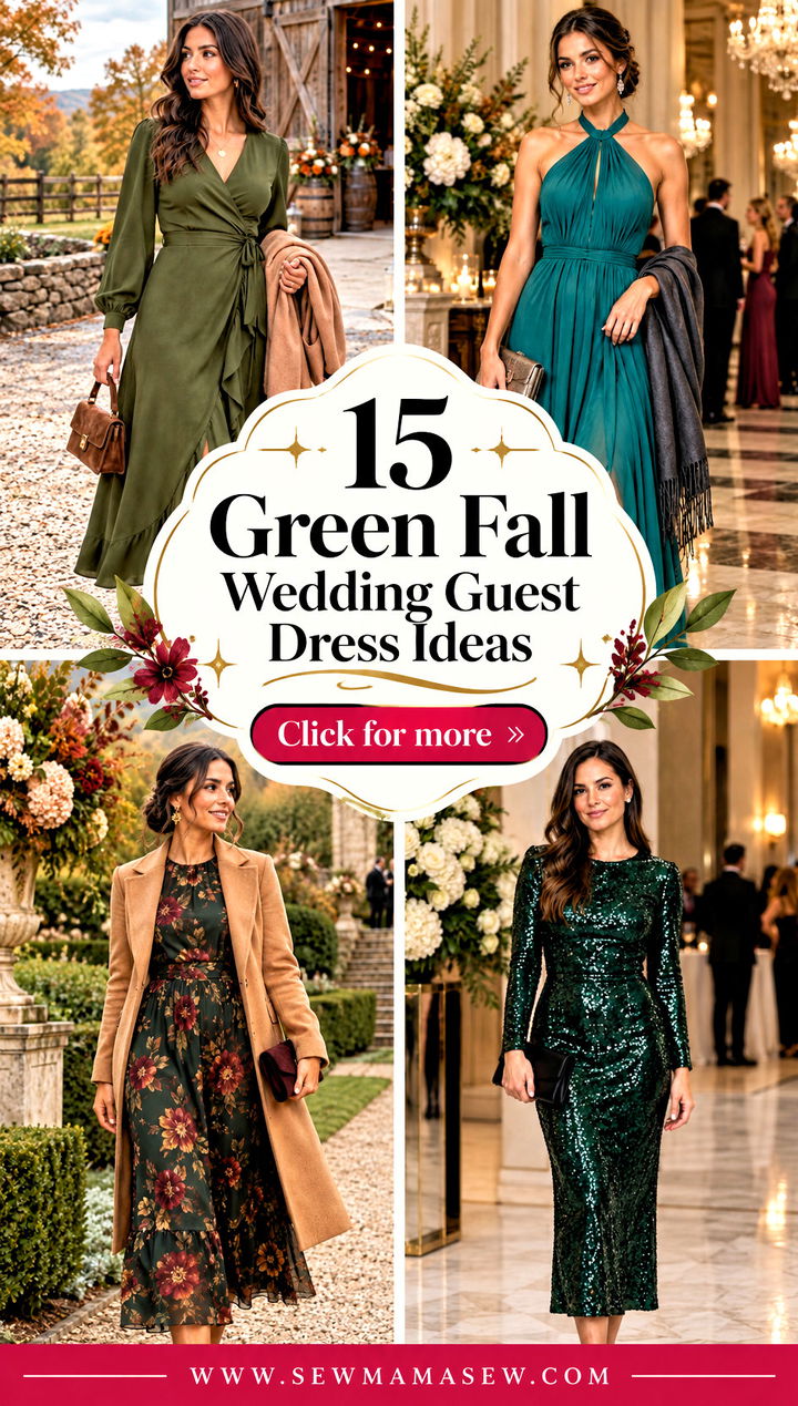 15 Green Fall Wedding Guest Dress Ideas for Elegant Looks - 15 Green Fall Wedding Guest Dress Ideas for Elegant Looks