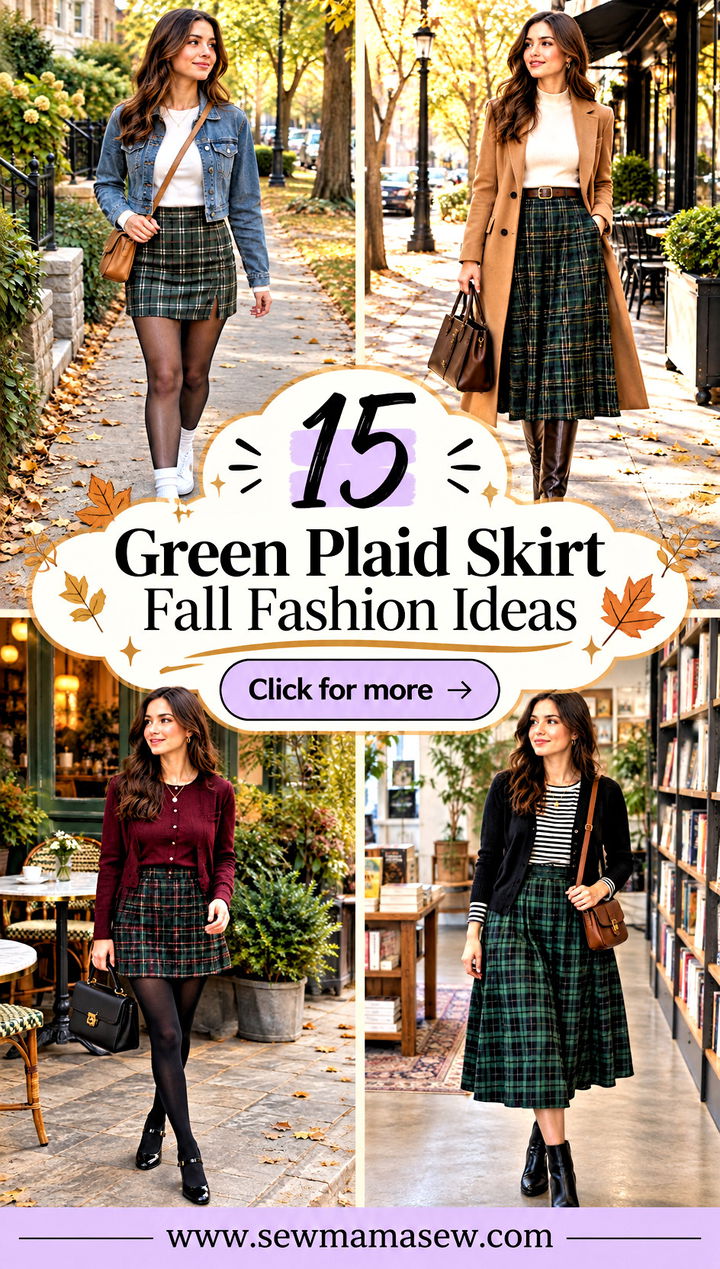 15 Green Plaid Skirt Fall Fashion Ideas for Charming Looks - 15 Green Plaid Skirt Fall Fashion Ideas for Charming Looks