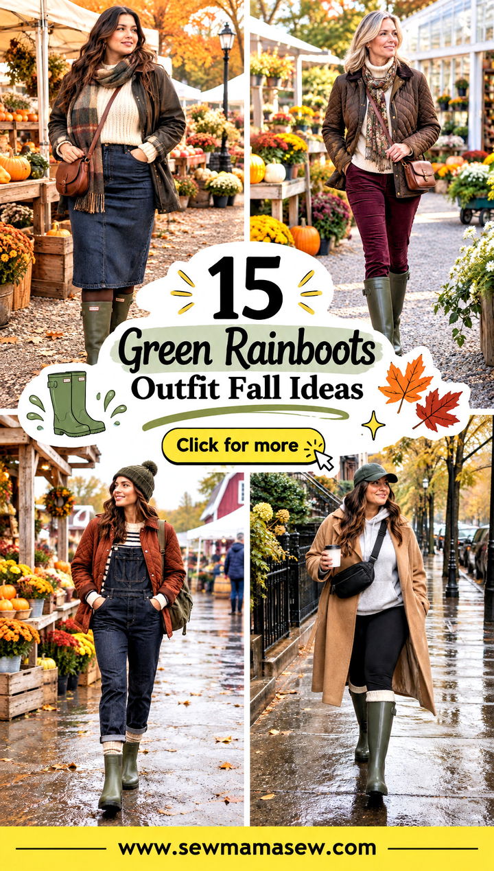 15 Green Rainboots Outfit Fall Ideas for Charming Wet Days - 15 Green Rainboots Outfit Fall Ideas for Charming Wet Days