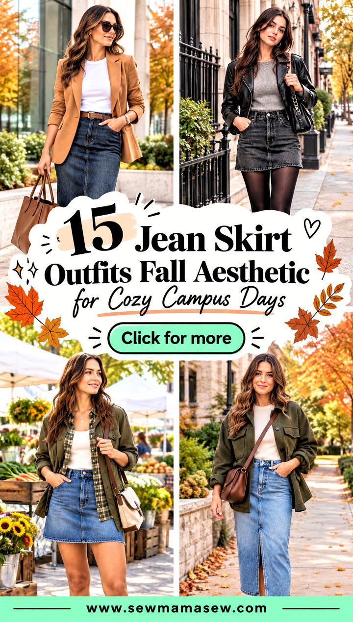 15 Jean Skirt Outfits Fall Aesthetic for Cozy Campus Days - 15 Jean Skirt Outfits Fall Aesthetic for Cozy Campus Days