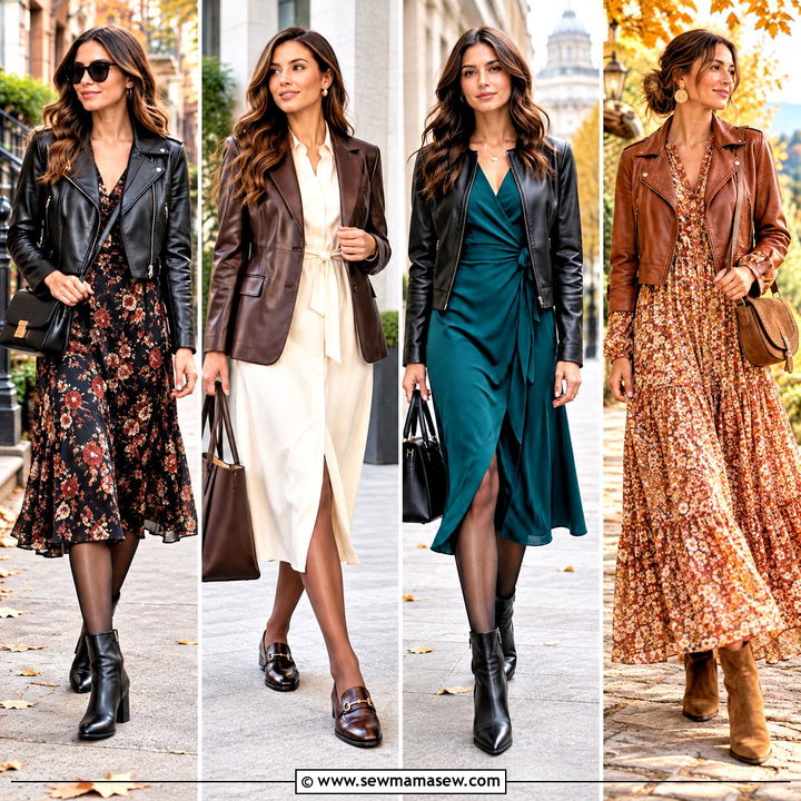 15 Leather Jacket Dress Outfit Fall Ideas for Edgy Elegance