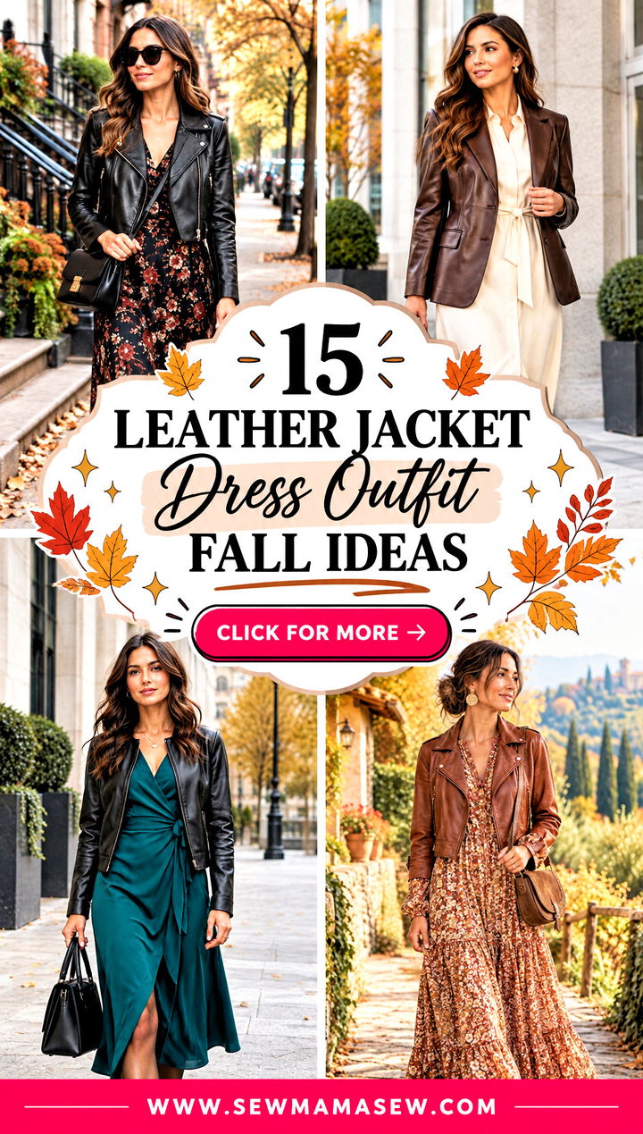15 Leather Jacket Dress Outfit Fall Ideas for Edgy Elegance - 15 Leather Jacket Dress Outfit Fall Ideas for Edgy Elegance