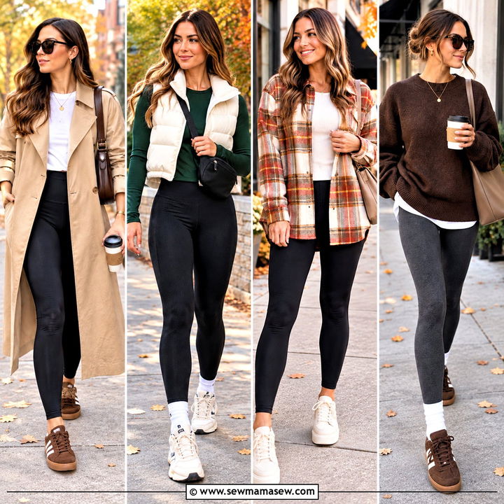 15 Leggings Sneakers Outfit Fall Ideas for Stylish Errands