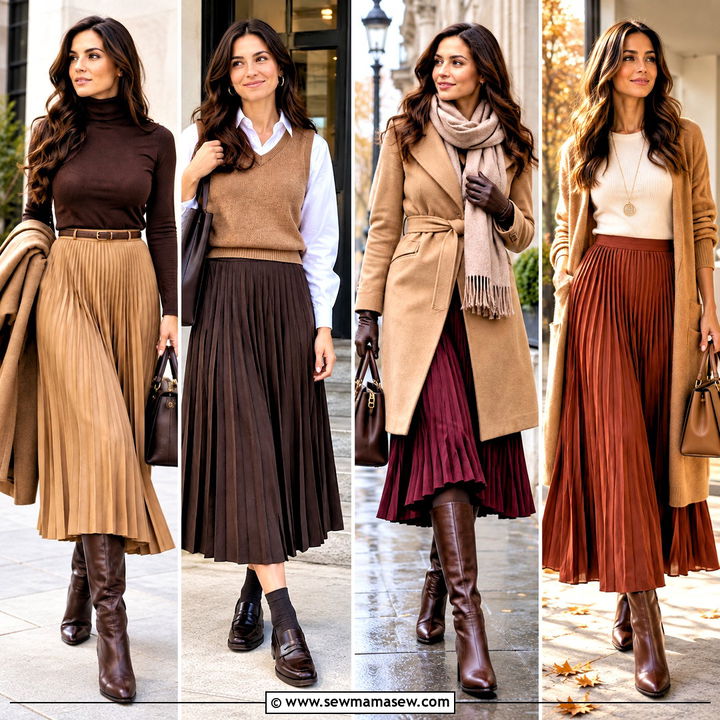 15 Long Pleated Skirt Outfit Fall Ideas for Chic Daily Wear