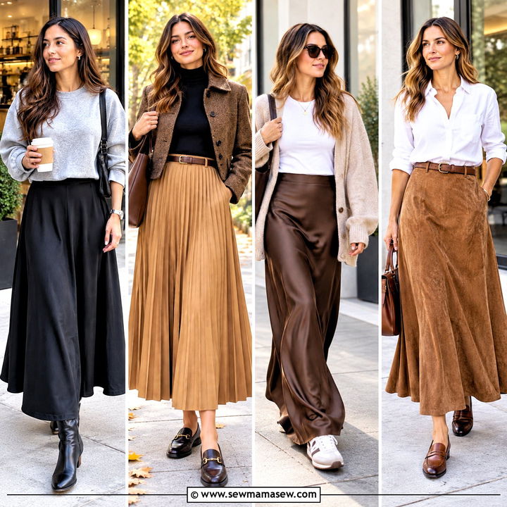 15 Long Skirt Outfits for Fall Casual With Cozy, Chic Layers