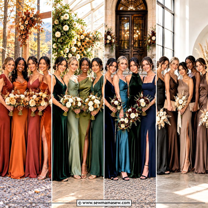 15 Mismatched Bridesmaid Dresses Fall Autumn Color Palettes: Chic