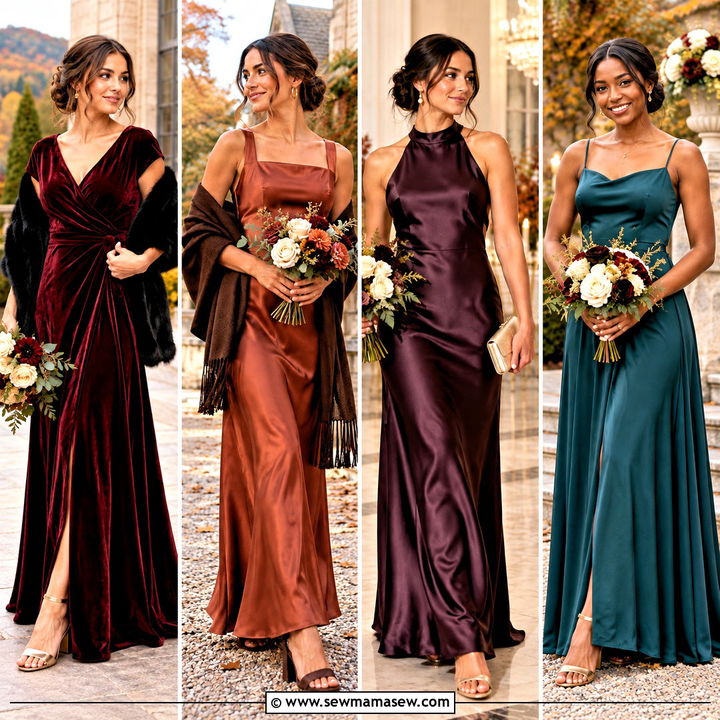 15 Moody Fall Bridesmaid Dresses for a Rich, Romantic Look