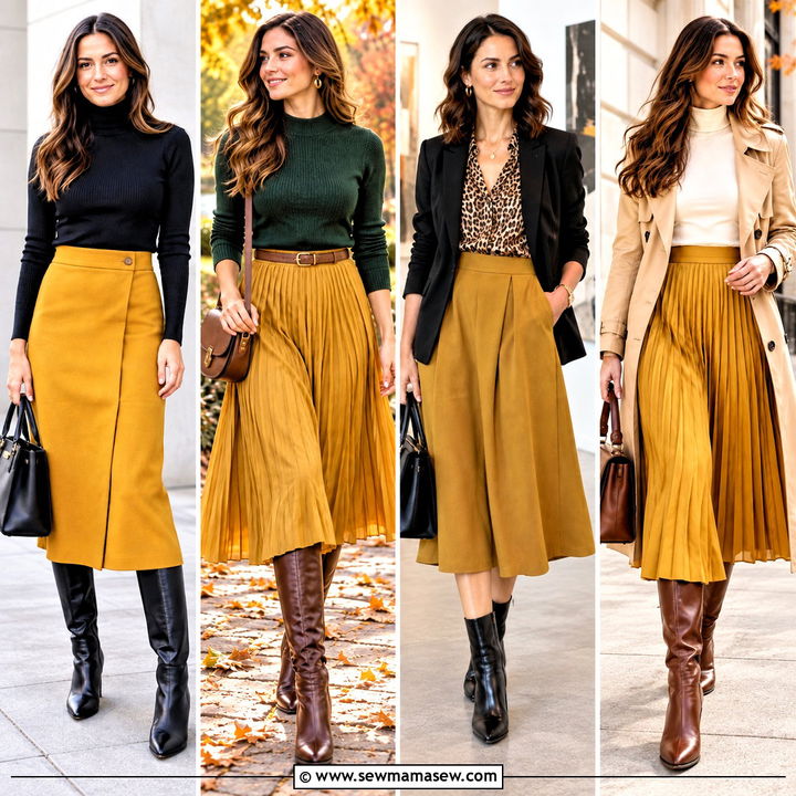 15 Mustard Skirt Outfit Fall Ideas for Chic Everyday Looks