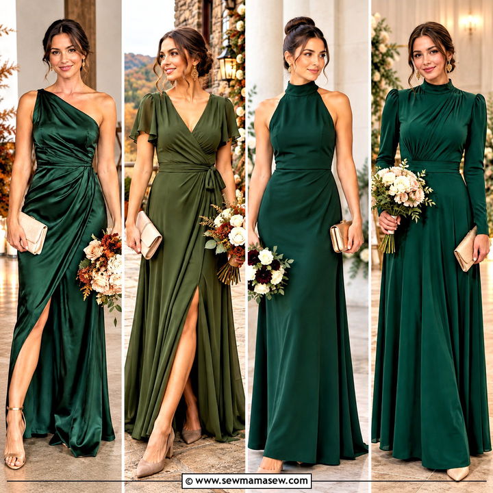 15 October Bridesmaid Dresses Green for Dreamy Fall Vows