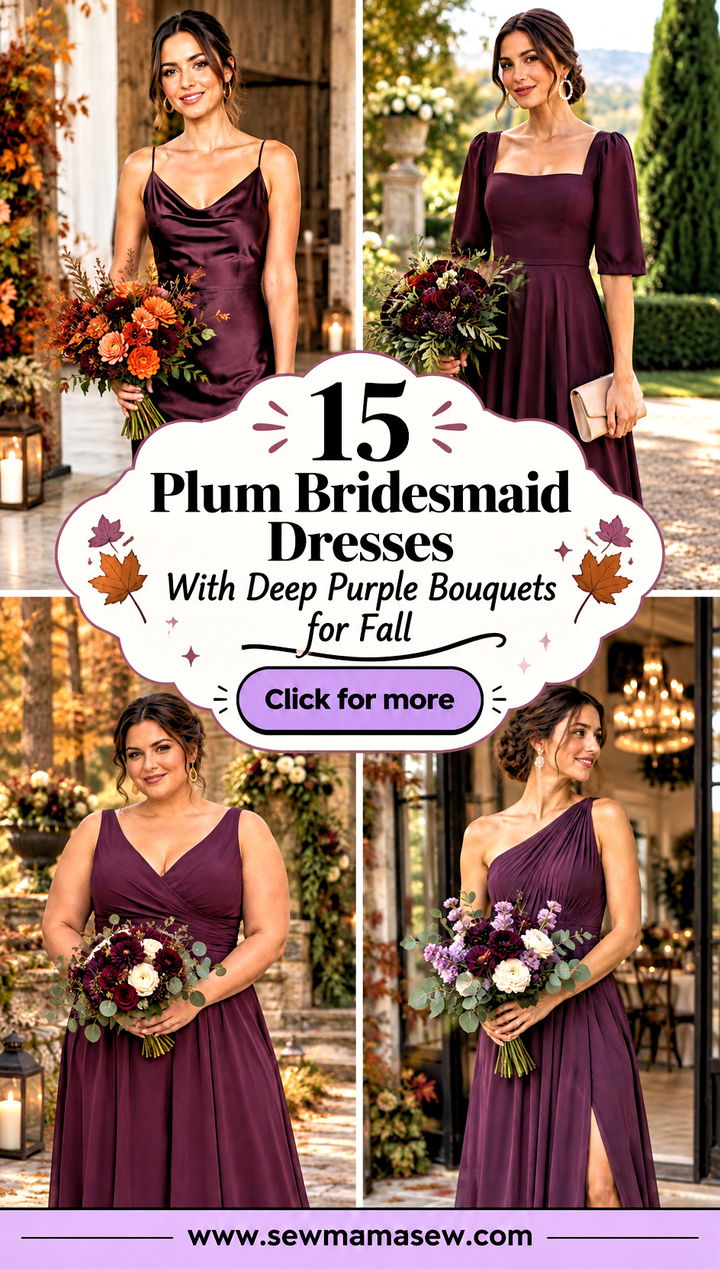 15 Plum Bridesmaid Dresses With Deep Purple Bouquets for Fall - 15 Plum Bridesmaid Dresses With Deep Purple Bouquets for Fall