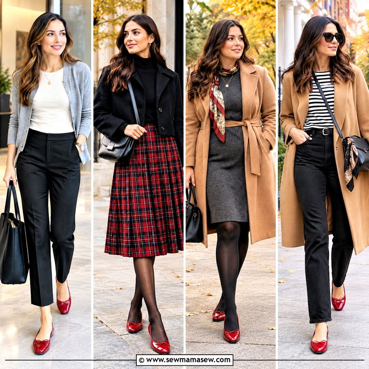 15 Red Ballet Flats Outfit Fall Ideas for Chic Cozy Days