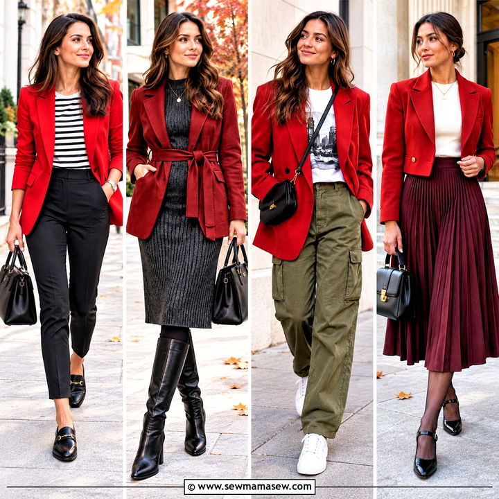 15 Red Blazer Fall Outfit Ideas for Bold Office Style Days