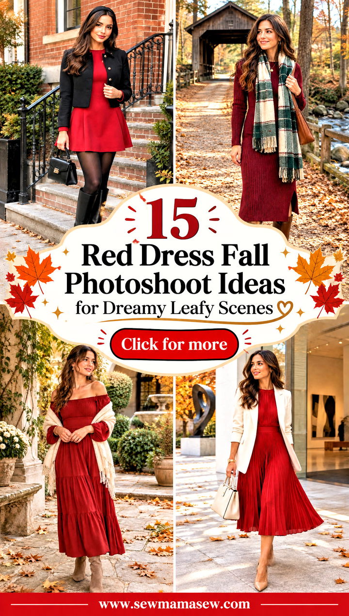 15 Red Dress Fall Photoshoot Ideas for Dreamy Leafy Scenes - 15 Red Dress Fall Photoshoot Ideas for Dreamy Leafy Scenes