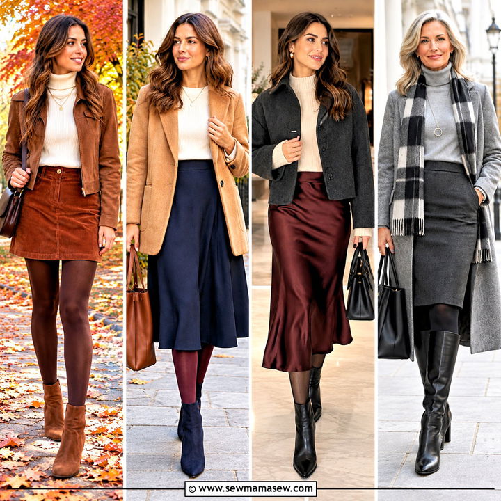 15 Skirt With Tights Fall Outfit Ideas for Cozy City Days