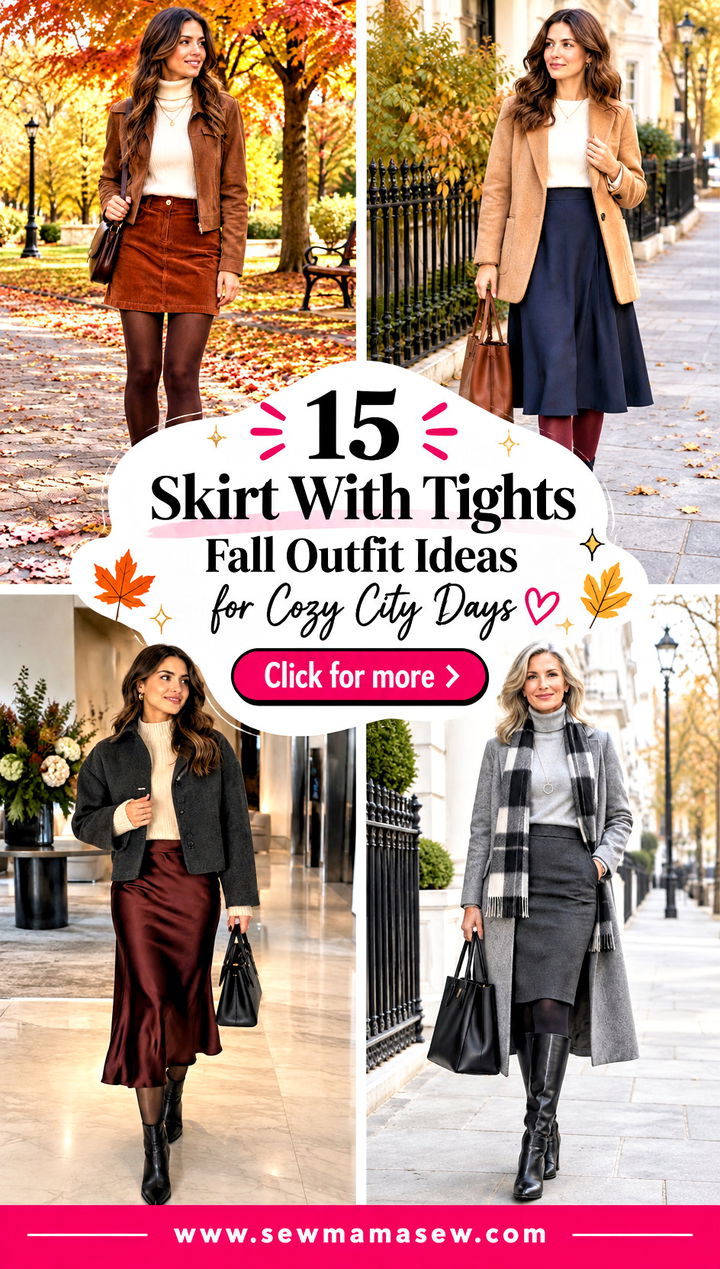 15 Skirt With Tights Fall Outfit Ideas for Cozy City Days - 15 Skirt With Tights Fall Outfit Ideas for Cozy City Days