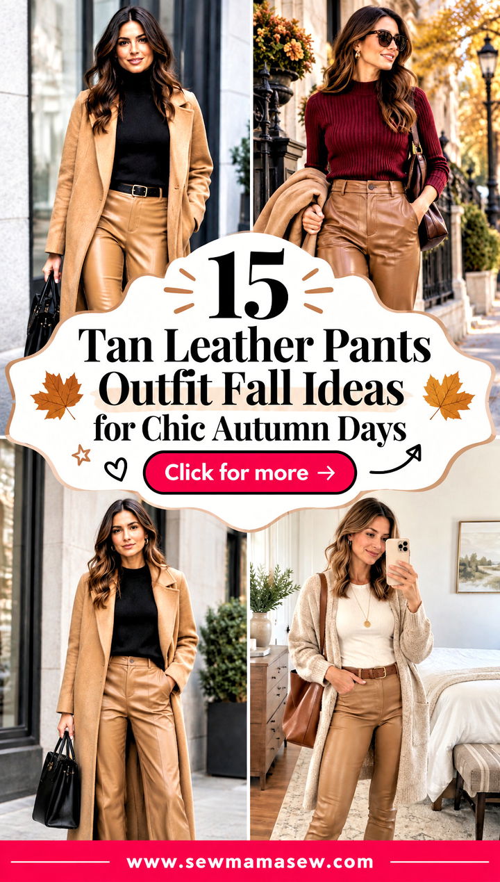 15 Tan Leather Pants Outfit Fall Ideas for Chic Autumn Days - 15 Tan Leather Pants Outfit Fall Ideas for Chic Autumn Days