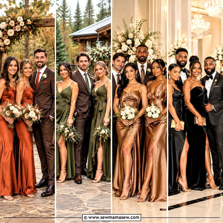 15 Wedding Party Attire Color Schemes Fall Ideas: Rich Autumn Hues