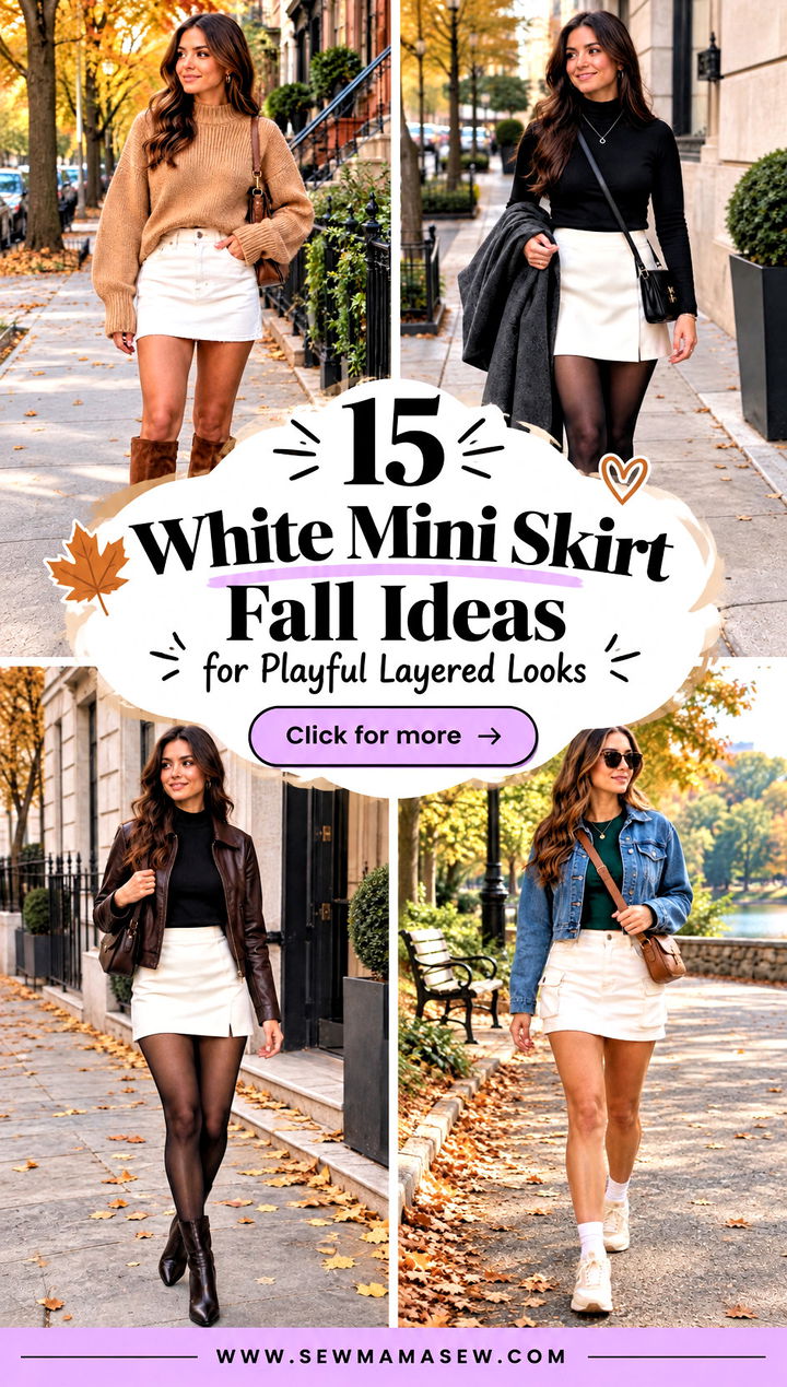 15 White Mini Skirt Fall Ideas for Playful Layered Looks - 15 White Mini Skirt Fall Ideas for Playful Layered Looks