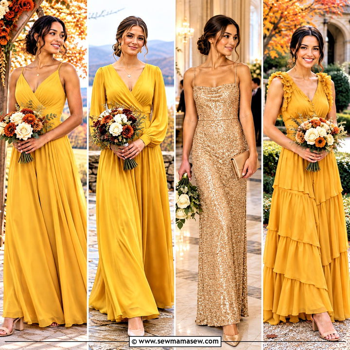 15 Yellow Fall Bridesmaid Dresses for a Warm Romantic Look