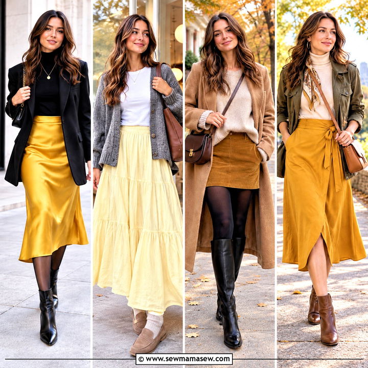 15 Yellow Skirt Fall Ideas for Chic, Cozy Everyday Outfits