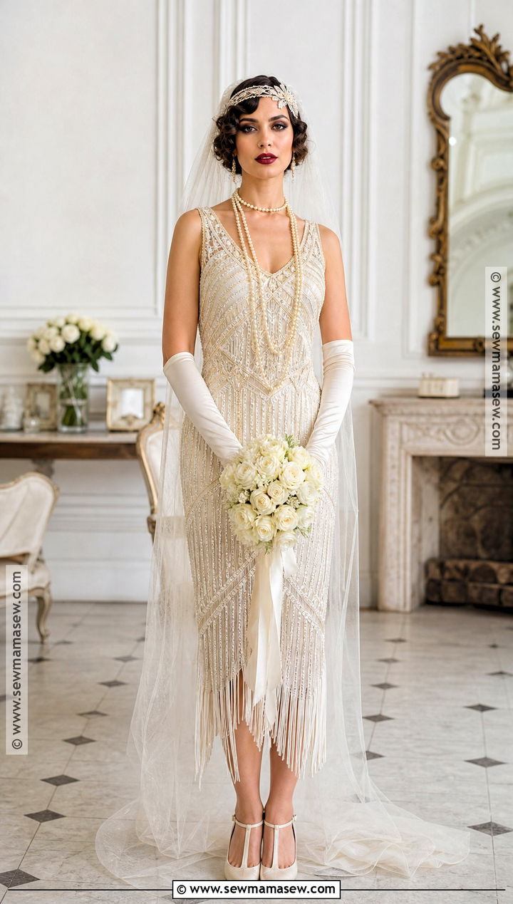 1920s Bride Costume With Beaded Dress - 35 bride costume ideas