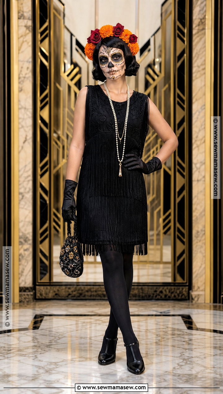 1920s Flapper Catrina Costume - 30 dia de los muertos costumes for women