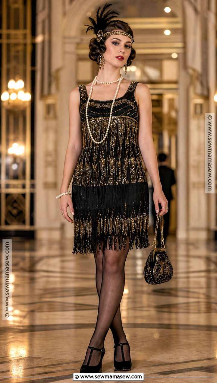 1920s Flapper Costume With Fringe Dress - 40 halloween costumes for women