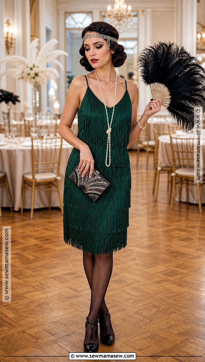 1920s Flapper Costume With Fringe Dress - 30 Solo Halloween Costumes Women Brunette