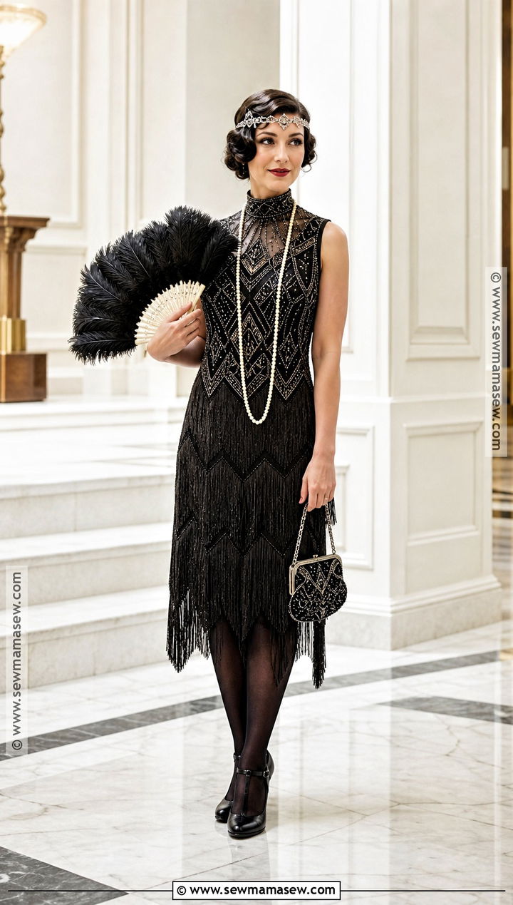 1920s Flapper Costume With Long Fringe Dress - 40 Modest Halloween Costumes